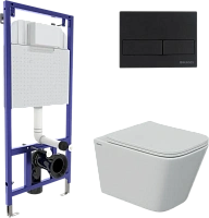 Унитаз с инсталляцией BERGES Floe клавиша L5 черная