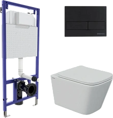 Унитаз с инсталляцией BERGES Floe клавиша L5 черная