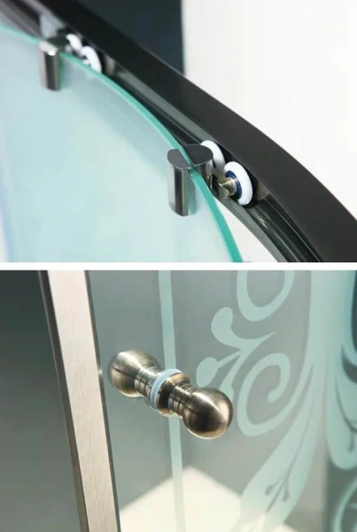 Душевой уголок Cezares Giubileo 100х100 см стекло прозрачное с узором профиль хром GIUBILEO-R-2-100-SCORREVOLE-CP-Cr (детальная фотография), классические, ретро, декорированные