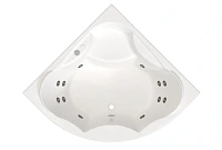 Гидромассажная ванна Радомир Сандра 2-80-2-0-0-221, 149 х 149 см, рама-подставка, фронтальный экран, сифон, слив-перелив автомат, гидромассаж Релакс хром КУ 100, белая