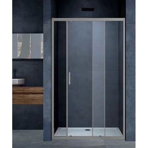 Душевая дверь в нишу Vincea Alpha 140 см стекло прозрачное профиль вороненая сталь - фото 2