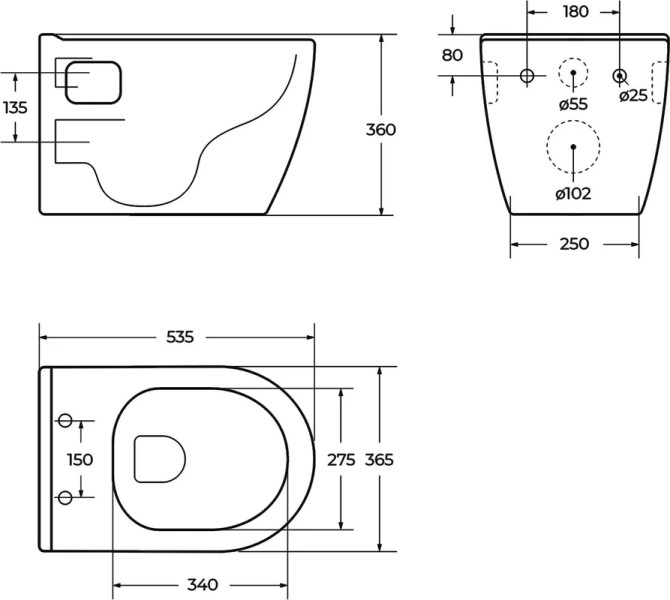 Унитаз подвесной BelBagno Loto безободковый BB070CHR/SC (детальная фотография), с горизонтальным, прямым выпуском, с прямым выпуском index_1