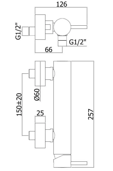 Смеситель для душа Paffoni Light с нижним подключением, черный матовый LIG168NO (детальная фотография), для душа