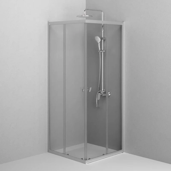 Душевой уголок Am.Pm Sunny 80x80 см хром матовый W87G-403-8080-MT (детальная фотография), недорогие, стеклянные, угловые, без поддона