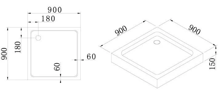 Душевой поддон Cezares Tray 90х90 см без сифона TRAY-A-A-90-15-W0 (детальная фотография), недорогие