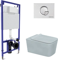 Унитаз с инсталляцией BERGES Floe кнопка R2 матовый хром