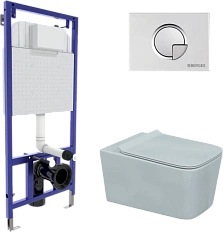 Унитаз с инсталляцией BERGES Floe кнопка R2 матовый хром