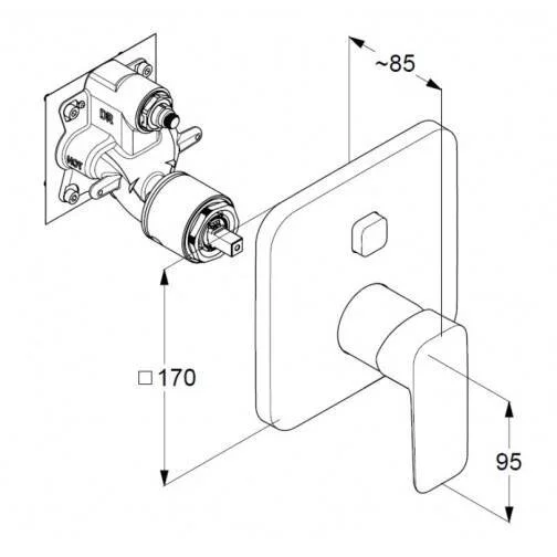 Смеситель для душа Kludi Pure&Style 40659 встраиваемый (детальная фотография), для душа