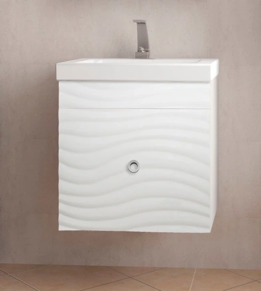 Тумба с раковиной подвесная Style Line Вероника ЛС-00000727 60 см с ящиками (детальная фотография), моноблок