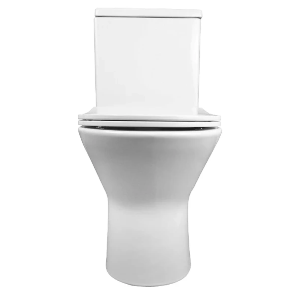 Унитаз компакт Azario Fretta New безободковый AZ-1223B (детальная фотография), белые