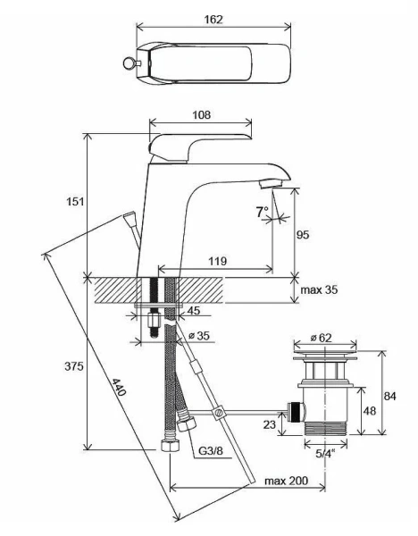 Смеситель для раковины Ravak Flat FL 013.00 X070117 (детальная фотография), для раковины