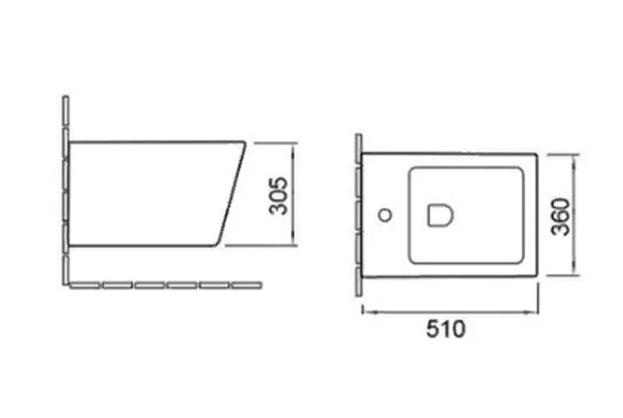 Биде подвесное Vincea Q-Line VB1-12 фарфоровое (детальная фотография), современные, hi-tech