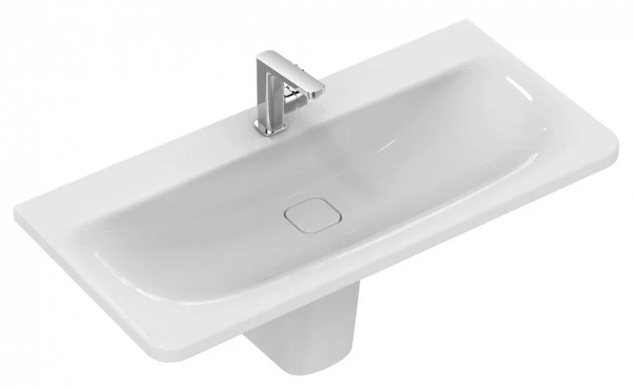 Раковина Ideal Standard Tonic II K0872 100 см с отверстием под смеситель (детальная фотография), подвесные, на полупьедестал, пристенные
