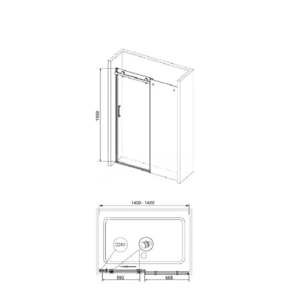 Душевая дверь в нишу RGW Tornado TO-14 140 см профиль хром, стекло прозрачное 02071414-11 (детальная фотография), современные, hi-tech