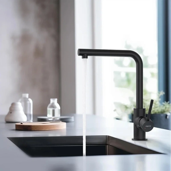 Смеситель для кухни Акватек Европа черный AQ1380MB (детальная фотография), современные, hi-tech