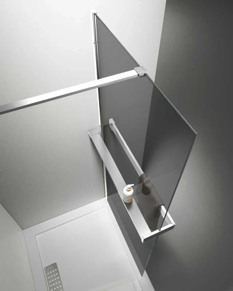 Душевая перегородка Vincea Walk-In 80 см профиль хром стекло тонированное VSW-4HR800CG (детальная фотография), 80 см