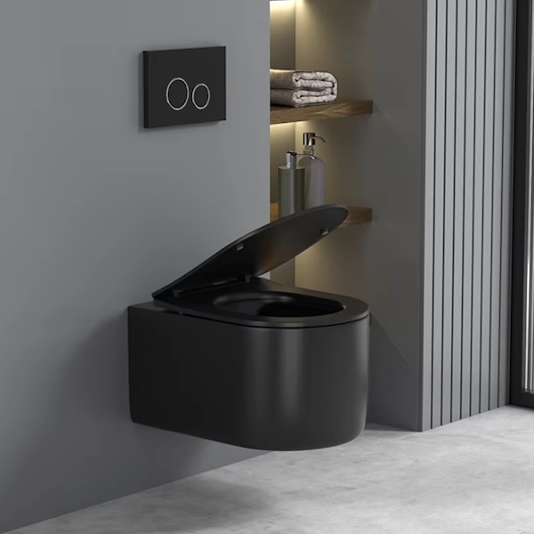 Унитаз подвесной Ceruttispa Tanaro черный CT9238 (детальная фотография), без бачка, со скрытым бачком