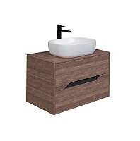 Тумба под раковину подвесная Grossman Лайф 80 см винтажное дерево темное/графит