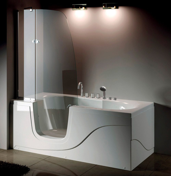 Акриловая ванна левосторонняя пристенная Gemy G9246 B L (детальная фотография), современныe, hi-tech