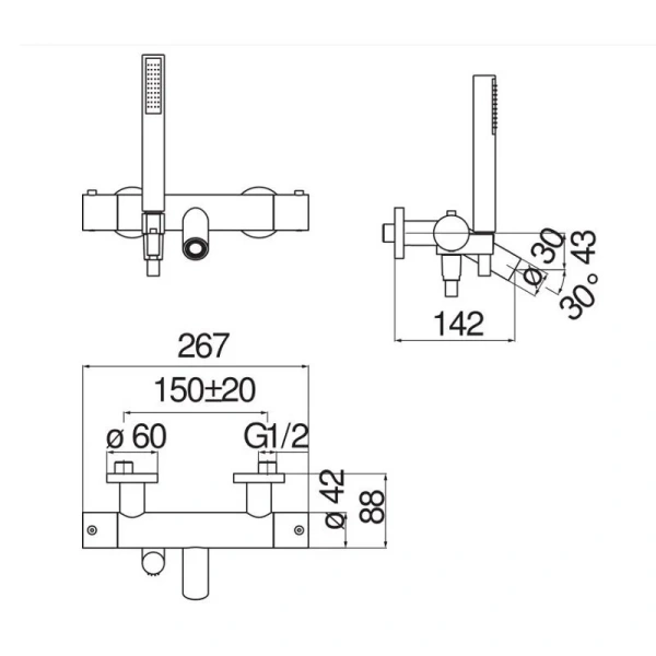 Смеситель для ванны Nobili Live LV00010/2 термостатический (детальная фотография), для ванны
