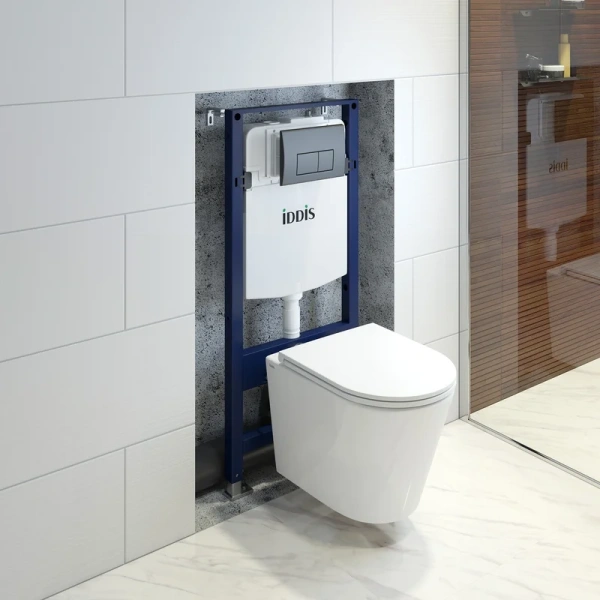 Унитаз с инсталляцией IDDIS Basic клавиша смыва черная BASC020i73 (детальная фотография), с инсталляцией index_3