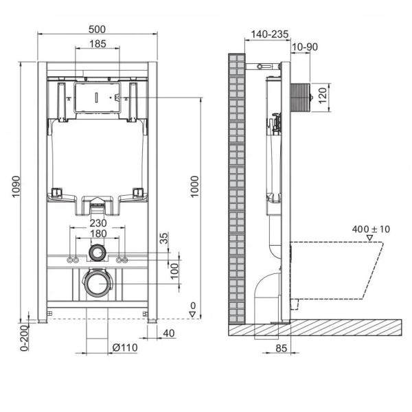 Унитаз с инсталляцией BelBagno Colorato с черной клавишей BB062CHR-MB/BB062SC-MB/BB002-80/BB007-PR-NERO.M (детальная фотография), с инсталляцией