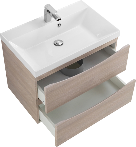 Тумба под раковину подвесная BelBagno Marino 60 см с двумя выкатными ящиками, rovere grigio MARINO-600-2C-SO-RG-P (детальная фотография), моноблок