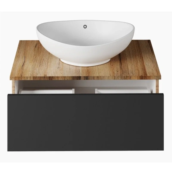 Тумба под раковину подвесная Misty Ива 90 см графит/каштан П-Ива-01090-481Я (детальная фотография), современная, hi-tech