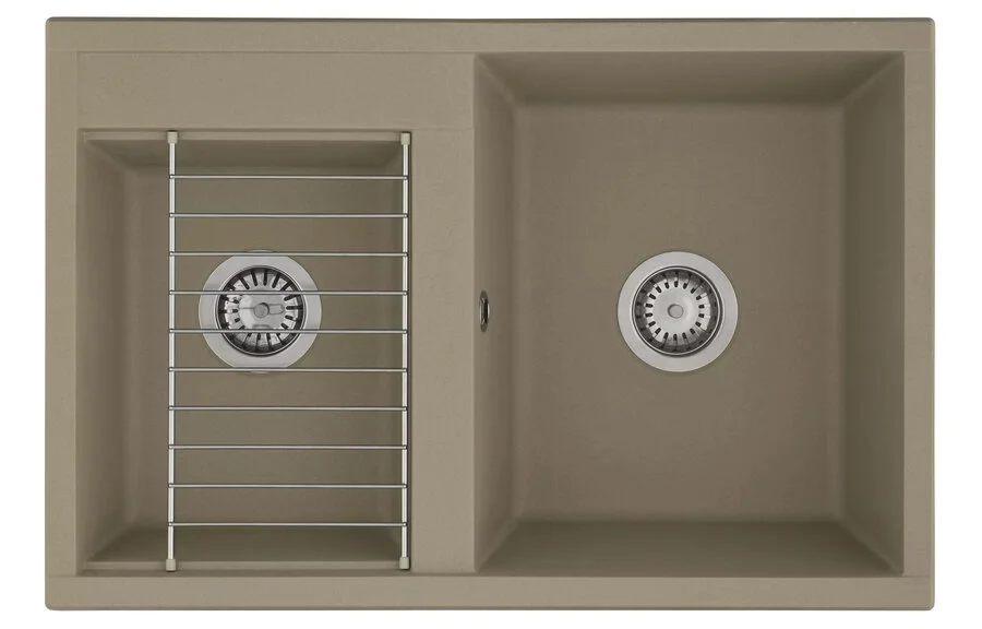 Мойка для кухни Акватон Делия 78 см серый шелк 1A723132DE250 (детальная фотография), из искусственного мрамора