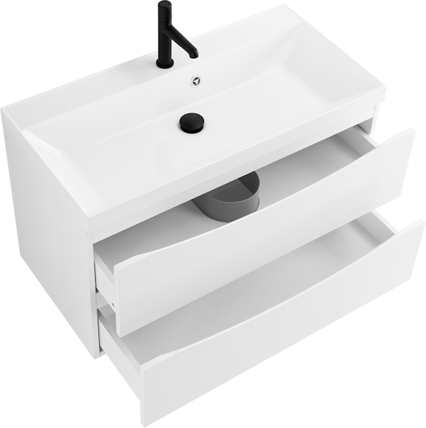 Тумба под раковину подвесная BelBagno Marino 90 см bianco lucido MARINO-900-2C-SO-BL-P (детальная фотография), комплект (набор)