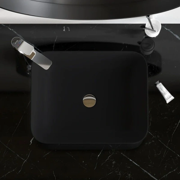 Раковина Am.Pm Func 52 см черная матовая M8FWCC10510BM (детальная фотография), в форме чаши, прямоугольной формы