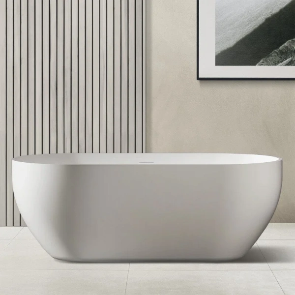 Ванна из искусственного камня Abber Stein 170x75 см белая матовая AS9613-1.7 (детальная фотография)