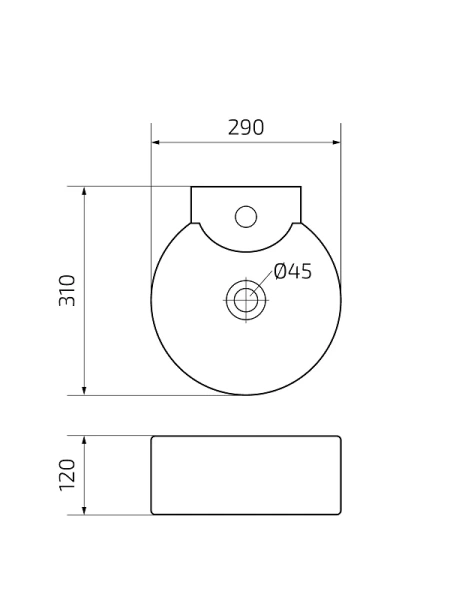 Раковина GID Suspendido N9134 31 см белая 61125 (детальная фотография), современные, hi-tech