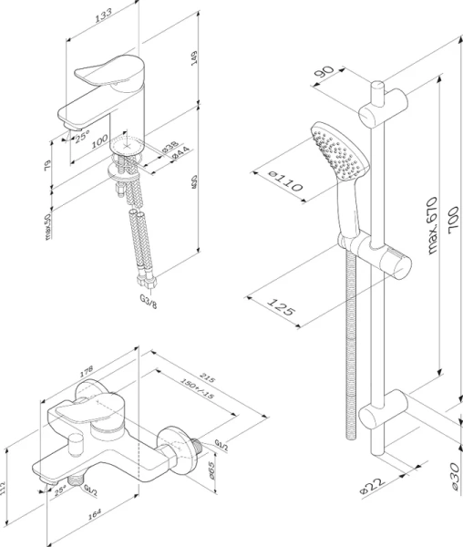 Душевой комплект Am.Pm X-Joy хром F40985A00 (детальная фотография), по запросу index_1