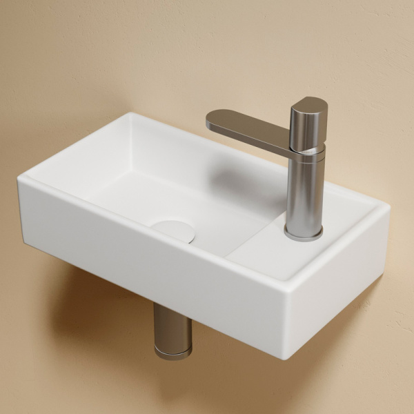 Раковина Ceramica Nova Element 40 см чаша слева белая матовая CN6051LMW (детальная фотография), белые
