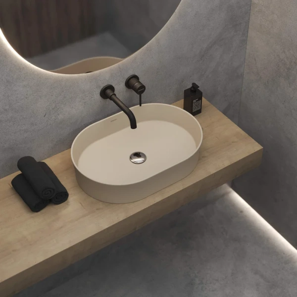 Раковина BERGES Ego 181 55 см накладная (детальная фотография), современные, hi-tech