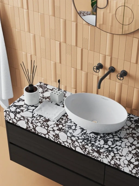 Раковина Sanita Luxe Ringo 53 см накладная WB.CT/Ringo/53-N.Slim/WHT.G/S1 (детальная фотография), в форме чаши, круглой формы