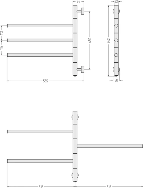 Полотенцесушитель электрический Сунержа Триада 58.5х54 см матовый белый 30-0822-0540 (детальная фотография), белыe