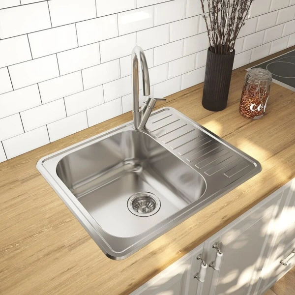 Мойка для кухни IDDIS Strit 59 см сатин STR58SDi77 (детальная фотография), из нержавеющей стали, стальные, металлические