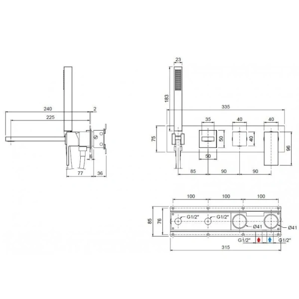 Смеситель для ванны Cezares Unika золото UNIKA-VDM2-03/24 (детальная фотография), для ванны