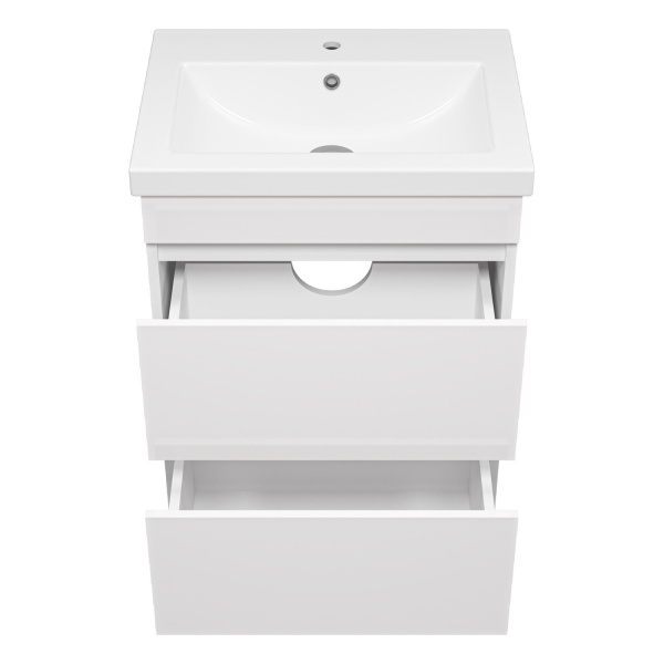 Тумба с раковиной напольная Misty Енисей 60 см с ящиками (детальная фотография), моноблок