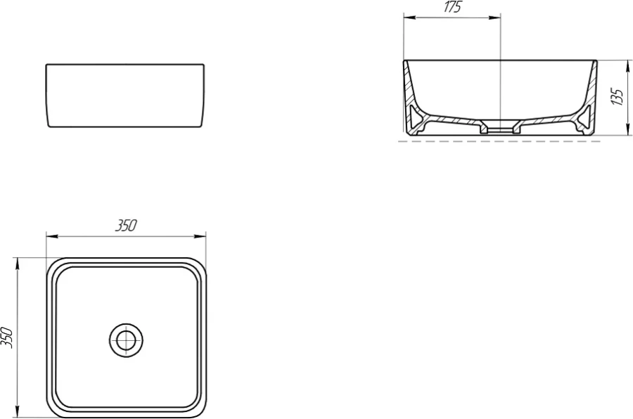 Раковина Cersanit Crea 35 см белая 64753 (детальная фотография), одинарные