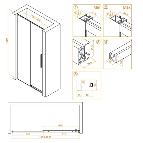 Душевая дверь в нишу RGW Stilvoll SV-12 120 см раздвижная, профиль хром 32321212-11 (детальная фотография), современные, hi-tech