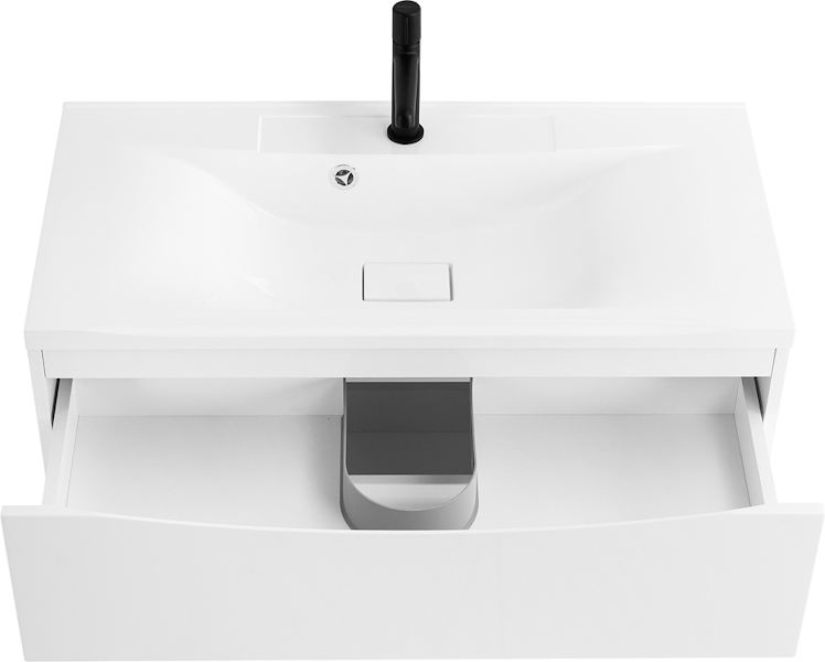 Тумба под раковину подвесная BelBagno Marino 100 см с двумя выкатными ящиками, bianco lucido MARINO-1000-2C-SO-BL-P (детальная фотография), 100 см