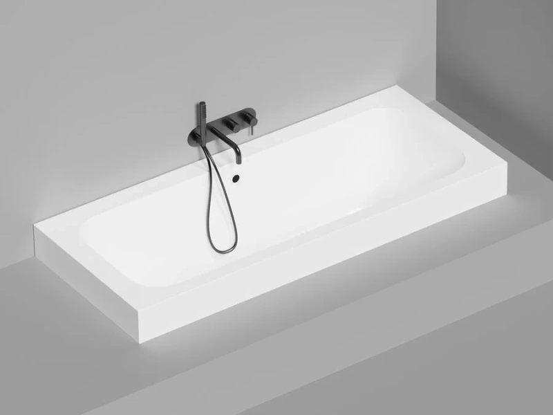 Ванна из искусственного камня Salini Orlando Axis 190 191,1x80 см S-Sense белая глянцевая 103211G (детальная фотография), литьевой мрамор