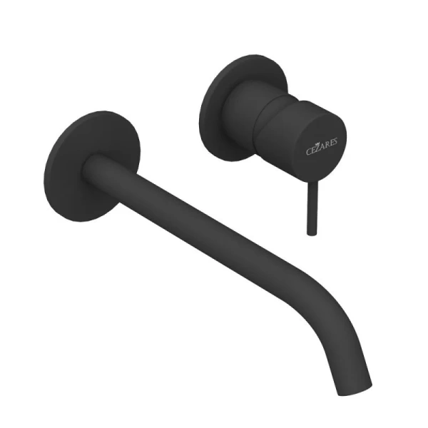 Смеситель для раковины Cezares Leaf чёрный матовый LEAF-BLI2-20-L-NOP (детальная фотография), из латуни, округлая форма