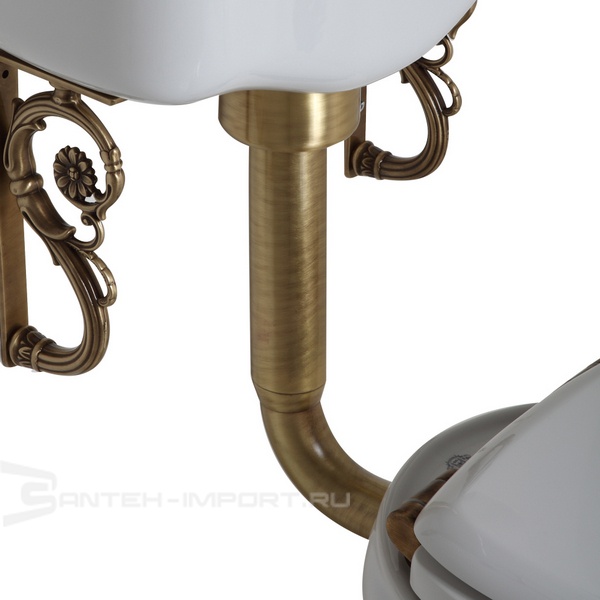 Унитаз напольный с высоким бачком Migliore Bella 2062 с бронзовой фурнитурой (детальная фотография), с антивсплеском