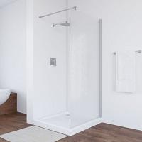 Душевая перегородка профиль матовый хром стекло шиншилла Vegas-glass