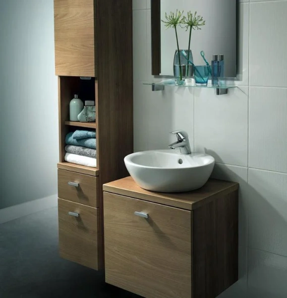 Раковина Ideal Standard Connect 43 см с 1-м отверстием под смеситель E804001 (детальная фотография), накладные (на столешницу), пристенные