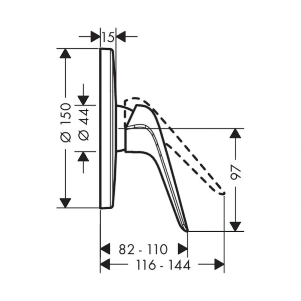 Смеситель для душа Hansgrohe Novus внешняя часть 71065000 (детальная фотография), для душа